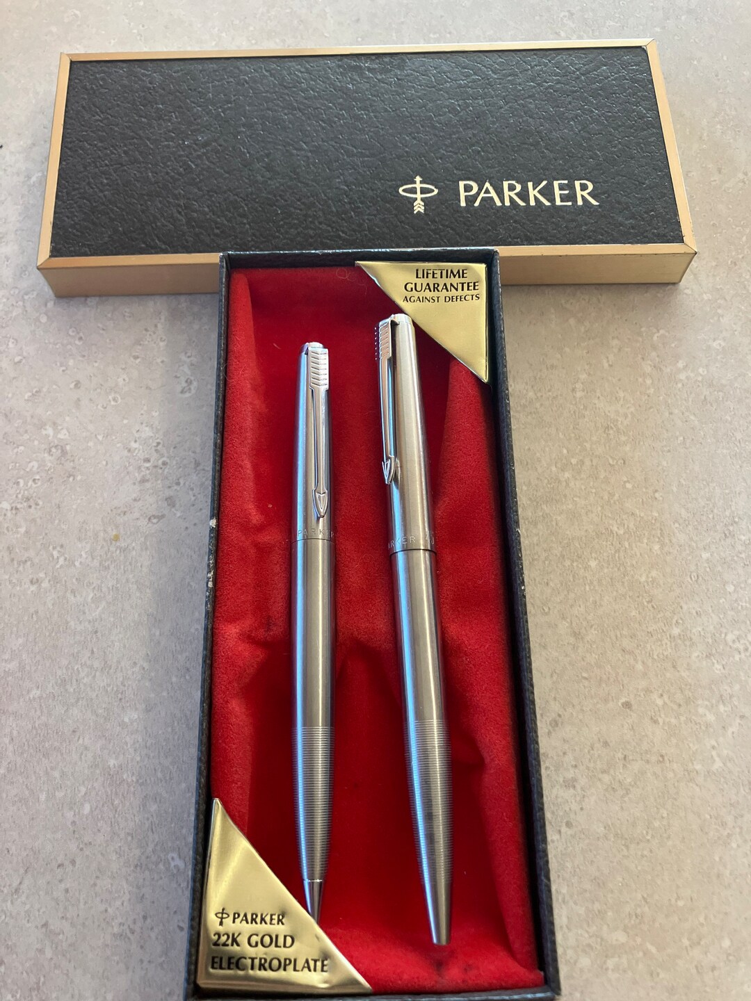 Parker Pen& Pencil Set 22k Gold Electroplated - Etsy
