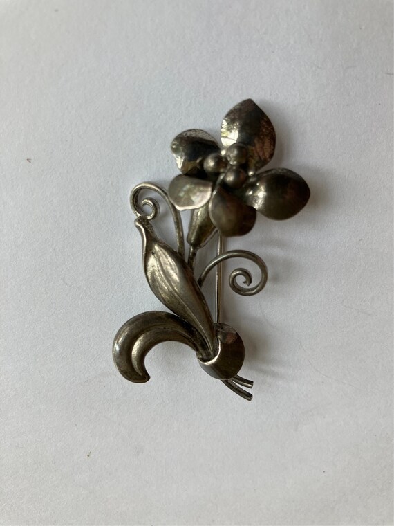 Carl Art Flower Pin. Sterling