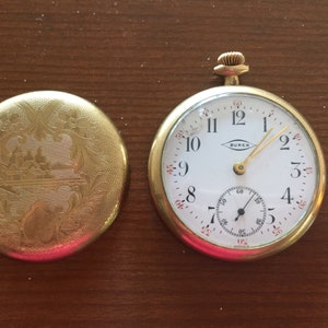 Vintage Buren pocket watch, gold tone
