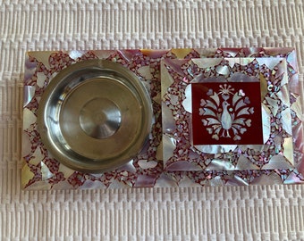 Red  Cigarette Box and Ashtray Asian
