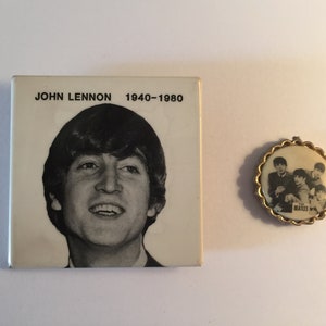 John Lennon Button/Pin and Beatles Charm