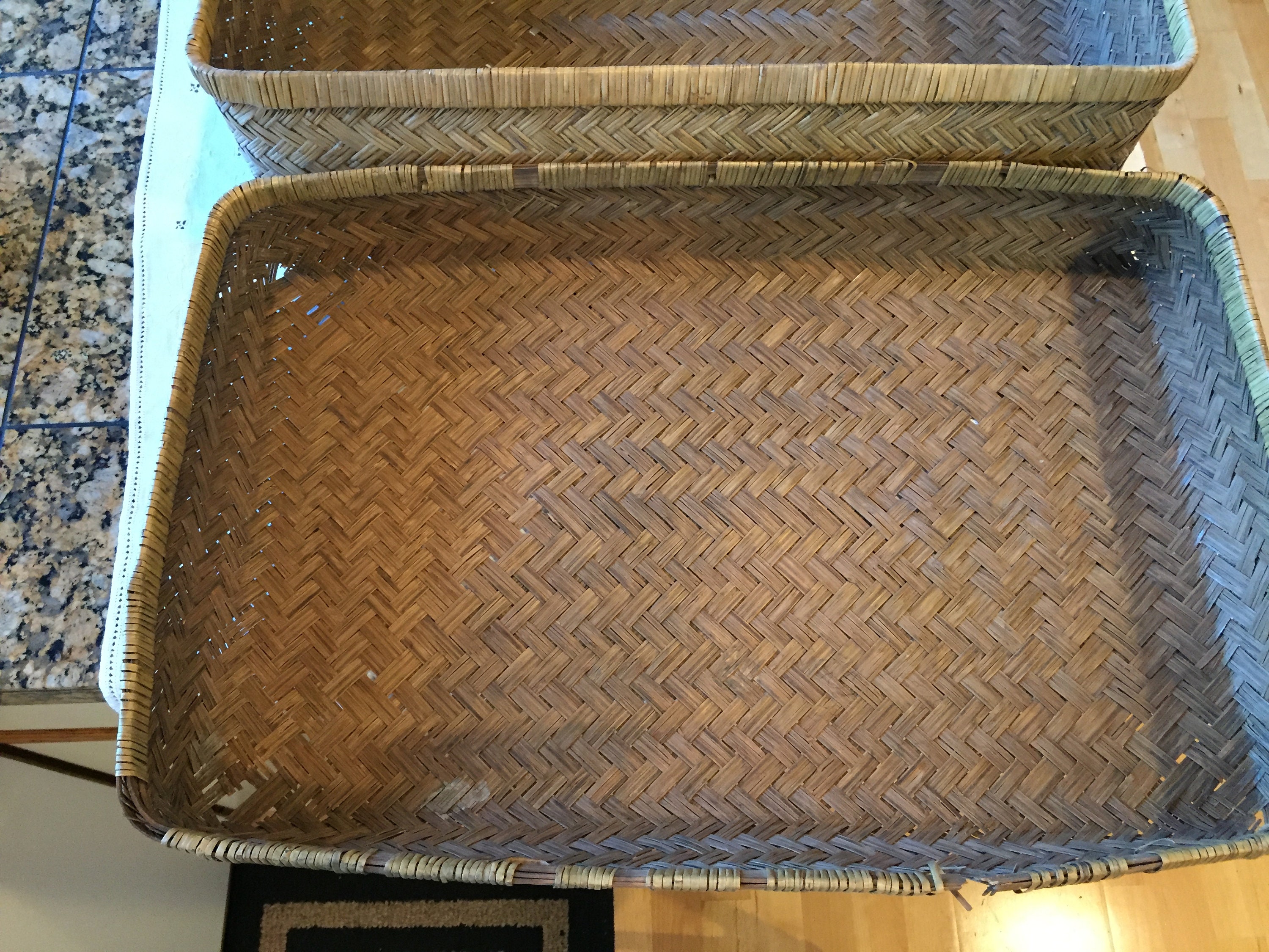 Antique Woven Cane Storage Box Set of 2 Etsy UK