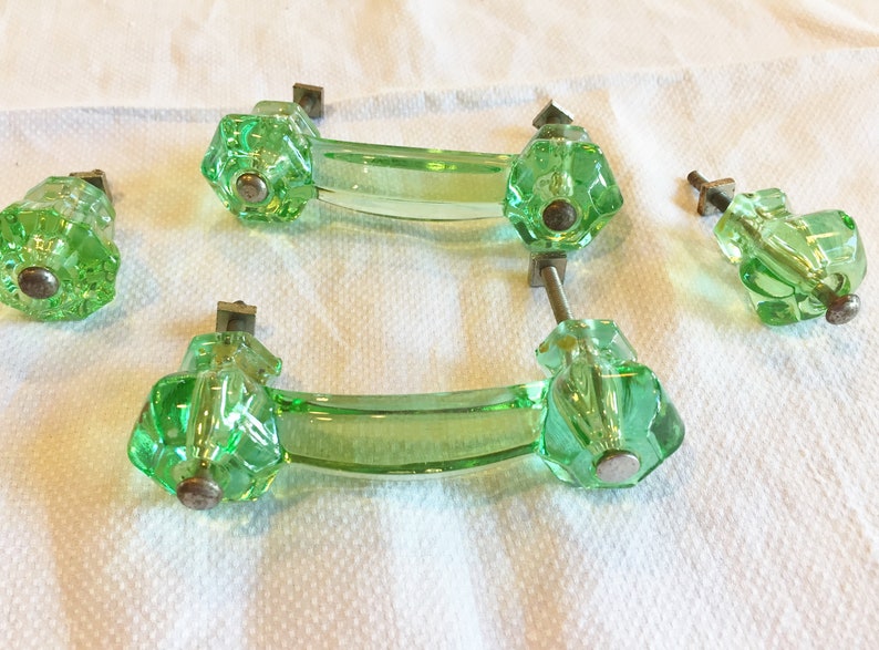 Green Glass Drawer Pulls