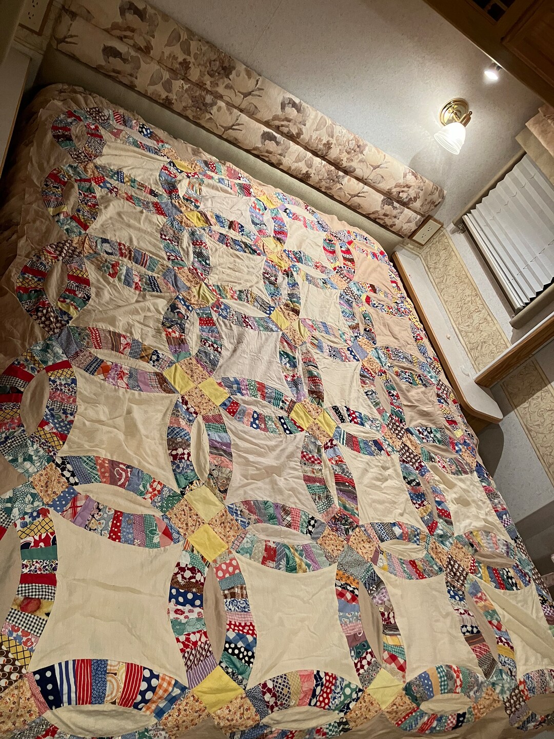 Double Wedding Ring Quilt Top 76by 64 2 Etsy