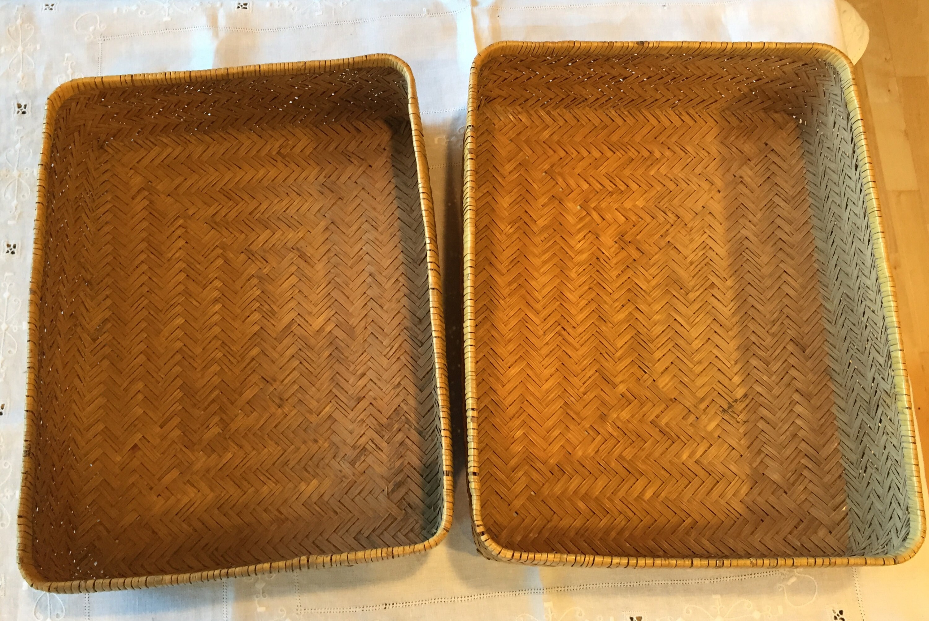 Antique woven cane Storage Box set of 2 Etsy