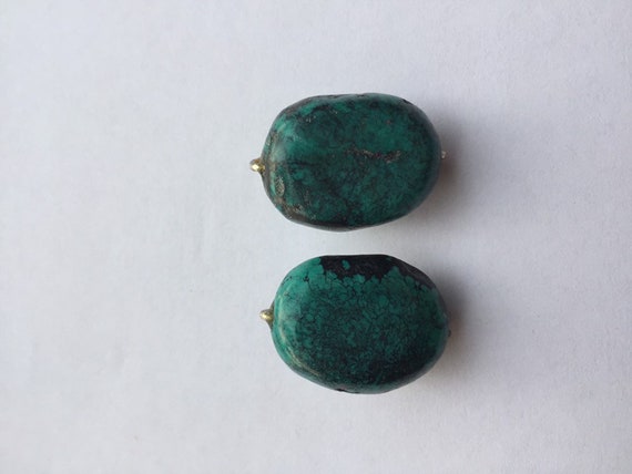 925 Turquoise Nugget Clip Earrings - image 6