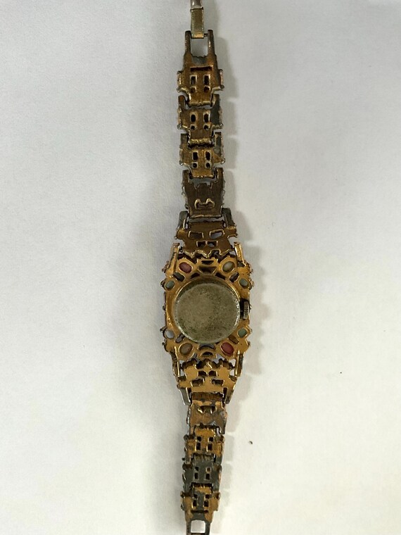 Swiss Pedre 17 Jewel Watch with Multicolored Ston… - image 5