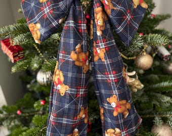 Oversized Quilted Teddy Bear Bow | wall hanging | wreath decor