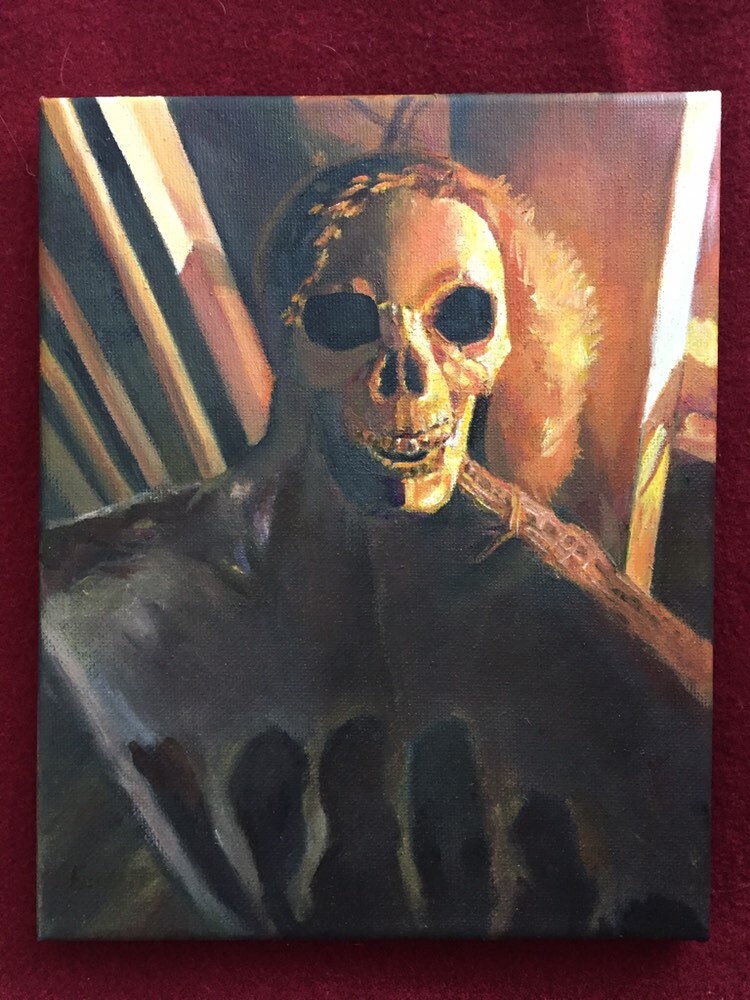 RINBEN 絵画　スカル The Visitor - Oil Painting on Canvas 8”x10” - Etsy