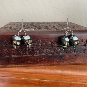 Lil black beckoning cat earrings