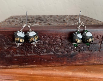 Lil black beckoning cat earrings