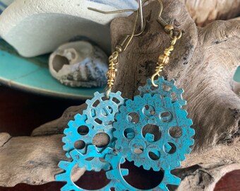 Patina Gears of change earrings