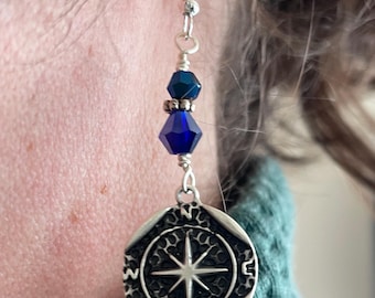 Second star from the right compass earring