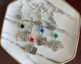 Owl mail earrings