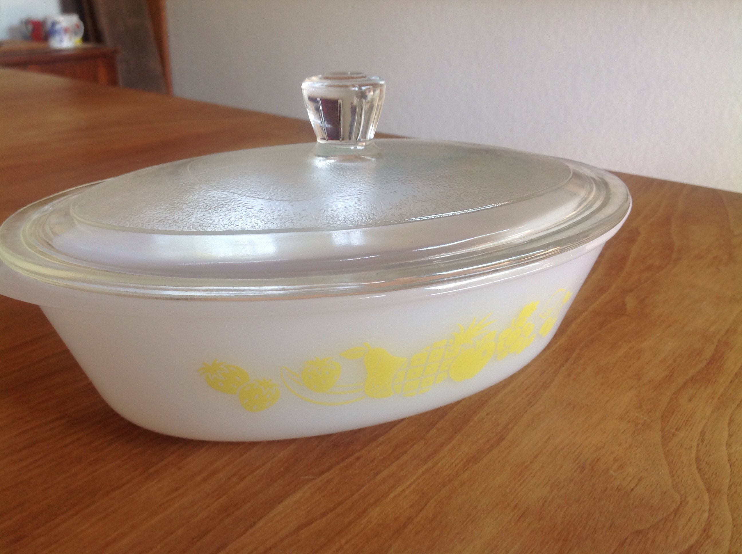 Glasbake Yellow Fruit Basket Oval Casserole Etsy