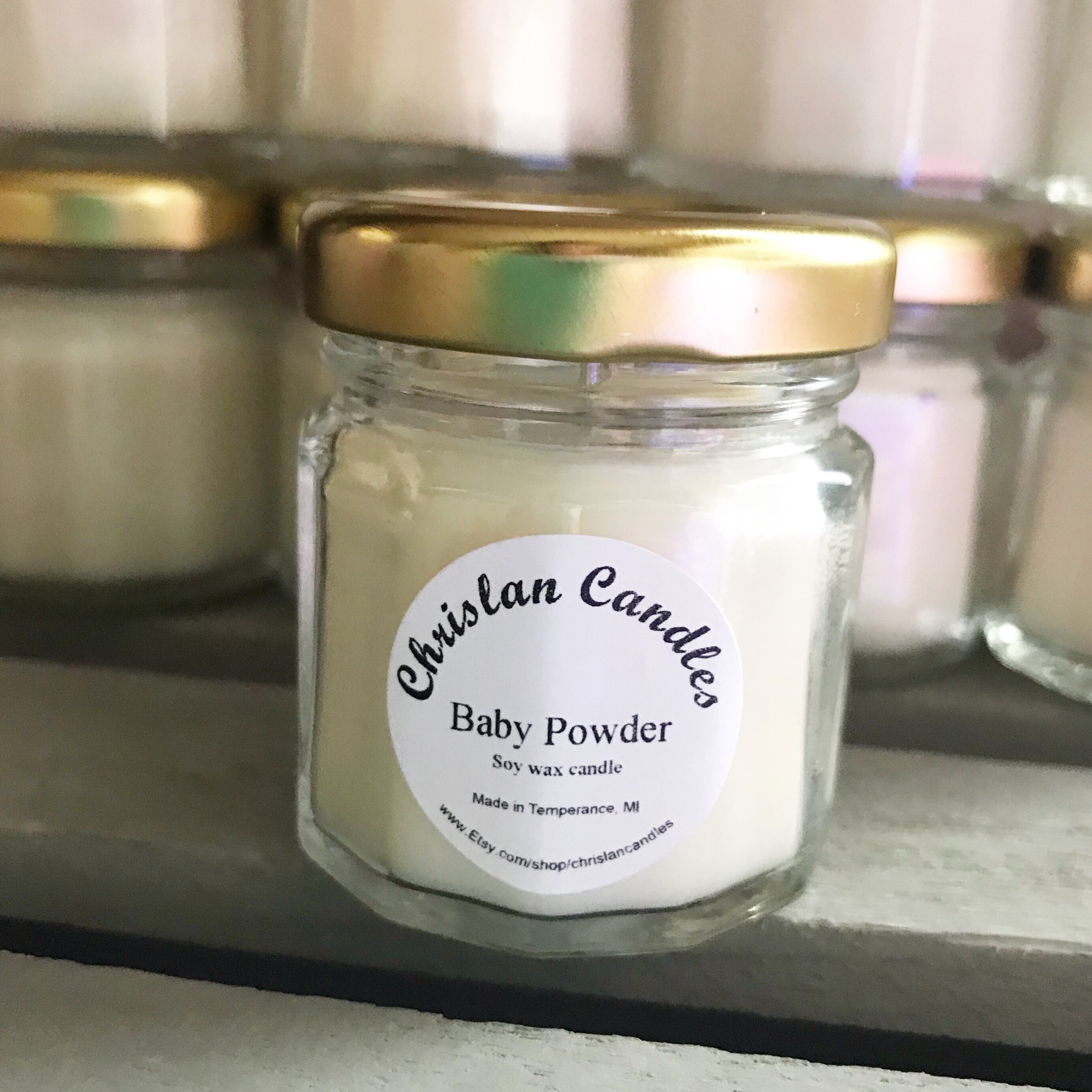 Baby powder Candle favors 10 1.5 oz poured in hexagon jars. Etsy