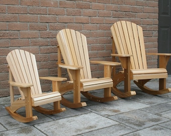 Junior Size Adirondack Rocking Chair Plans - Downloadable PDF prints full size patterns on a 24"x36" flat bed plotter