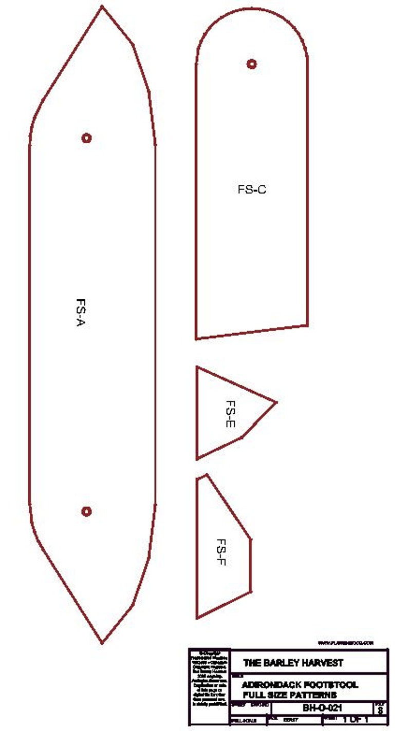 Adirondack Footstool Plans DWG-Dateien für CNC-Maschinen Bild 4