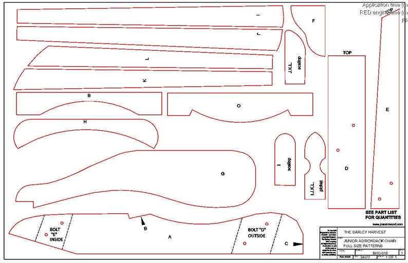 Junior Size Adirondack Chair Plans Dwg Files For Cnc Etsy