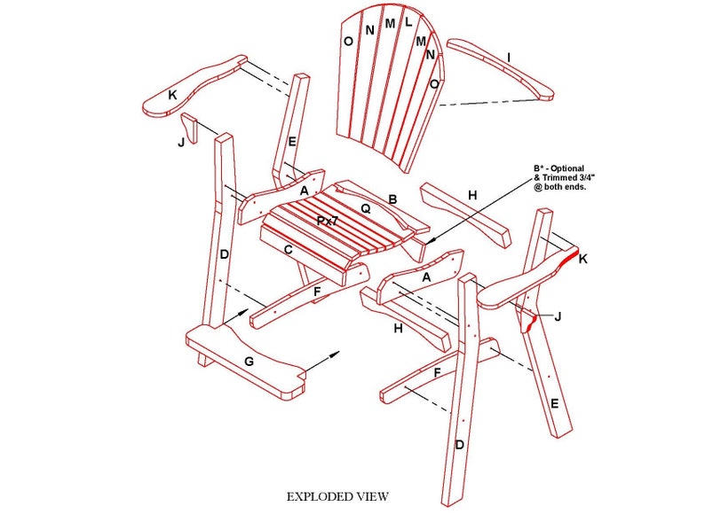 Adirondack Tall Chairs Digital CAD PDF prints full size Etsy