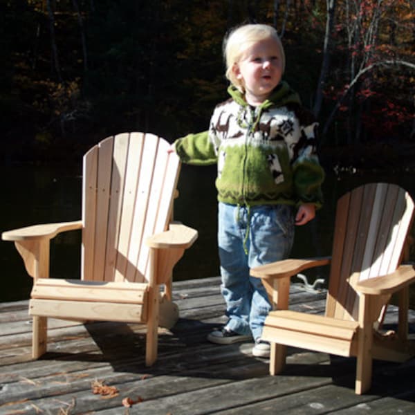 Plans de chaise Adirondack junior - PDF téléchargeable pour imprimer les modèles en taille réelle sur un traceur à plat de 24 x 36 po.