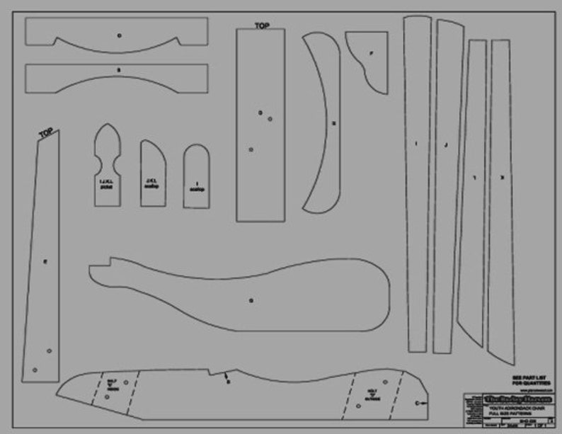 Youth Size Adirondack Chair Plans Digital CAD PDF Etsy