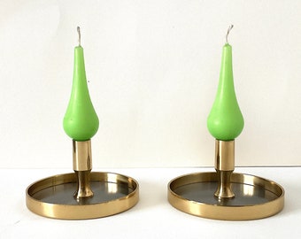 DANSK CANDLE HOLDERS Set of Two -- Brass and Steel