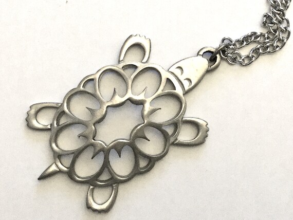 PEWTER TURTLE PENDANT Necklace by Reed and Barton - image 1