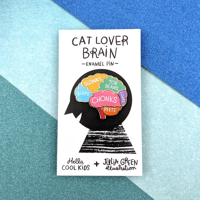 Enamel Pin Cat Lover Brain Cat Slang Chonk Etsy