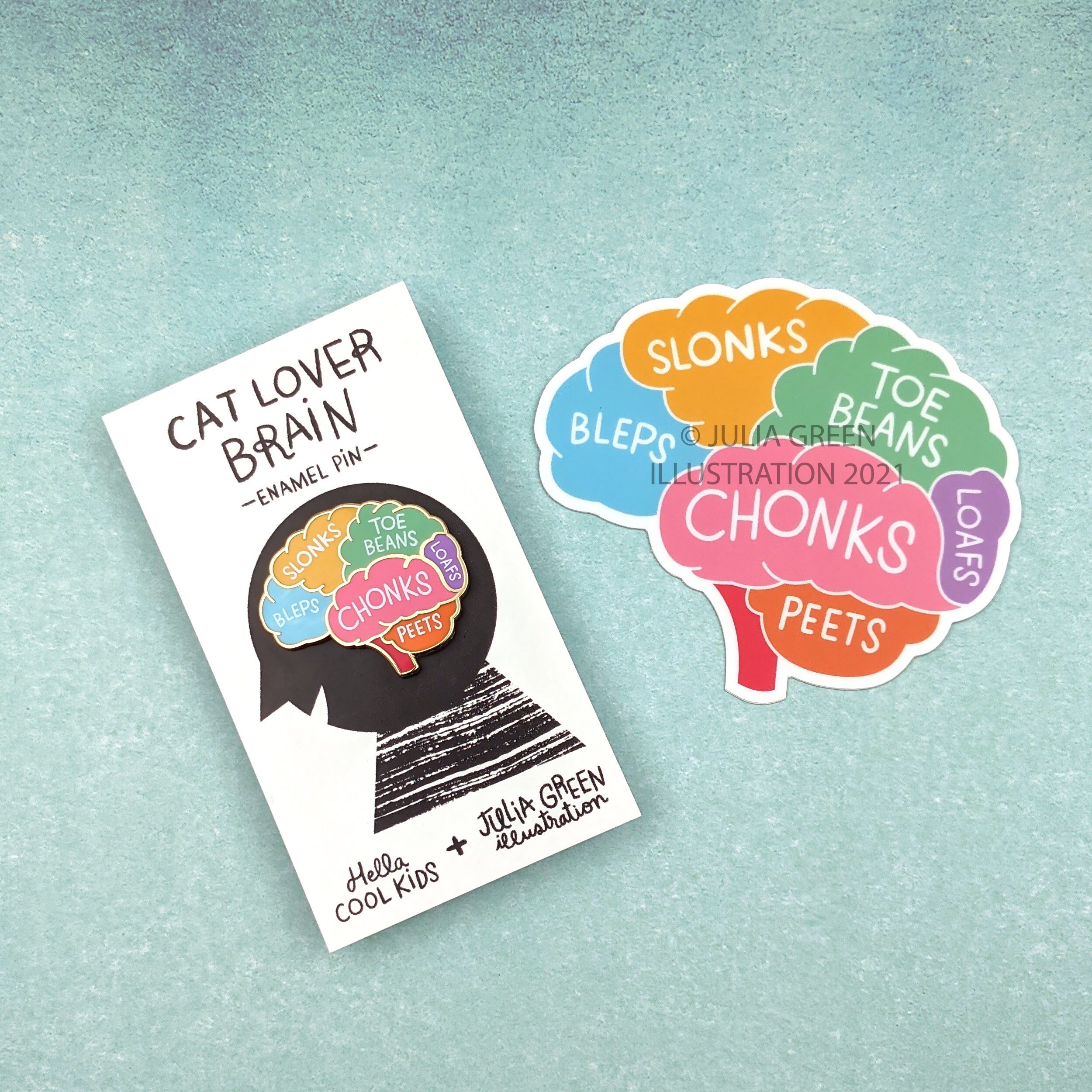 Enamel Pin Cat Lover Brain Cat Slang Chonk Etsy