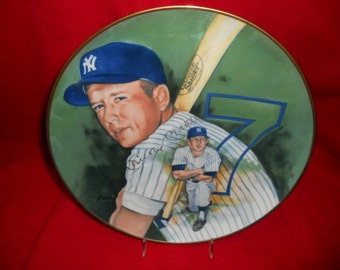 NY Yankee Hall OF Famer Mickey Mantle Personally Hand Signed Marigold 10 1/2" Plate Titled "MICKEY"  Best Offers!!!  Great Gift Idea..