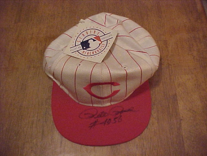 Cincinnati Reds All Time Hit King Pete Rose Signed Pinstripe Hat 4256