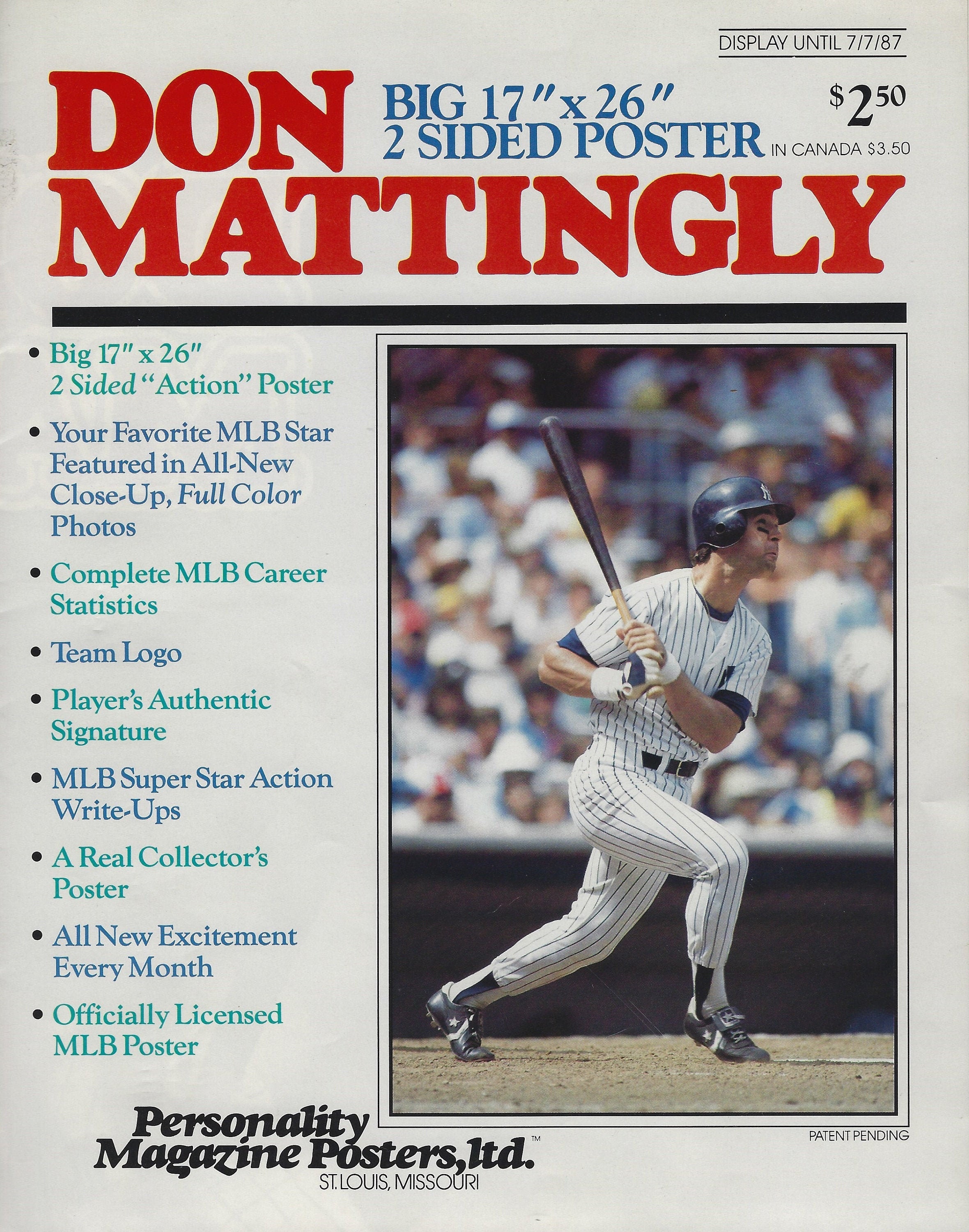 NY Yankee Fan Favorite Don Mattingly 17x26 Poster Hand 