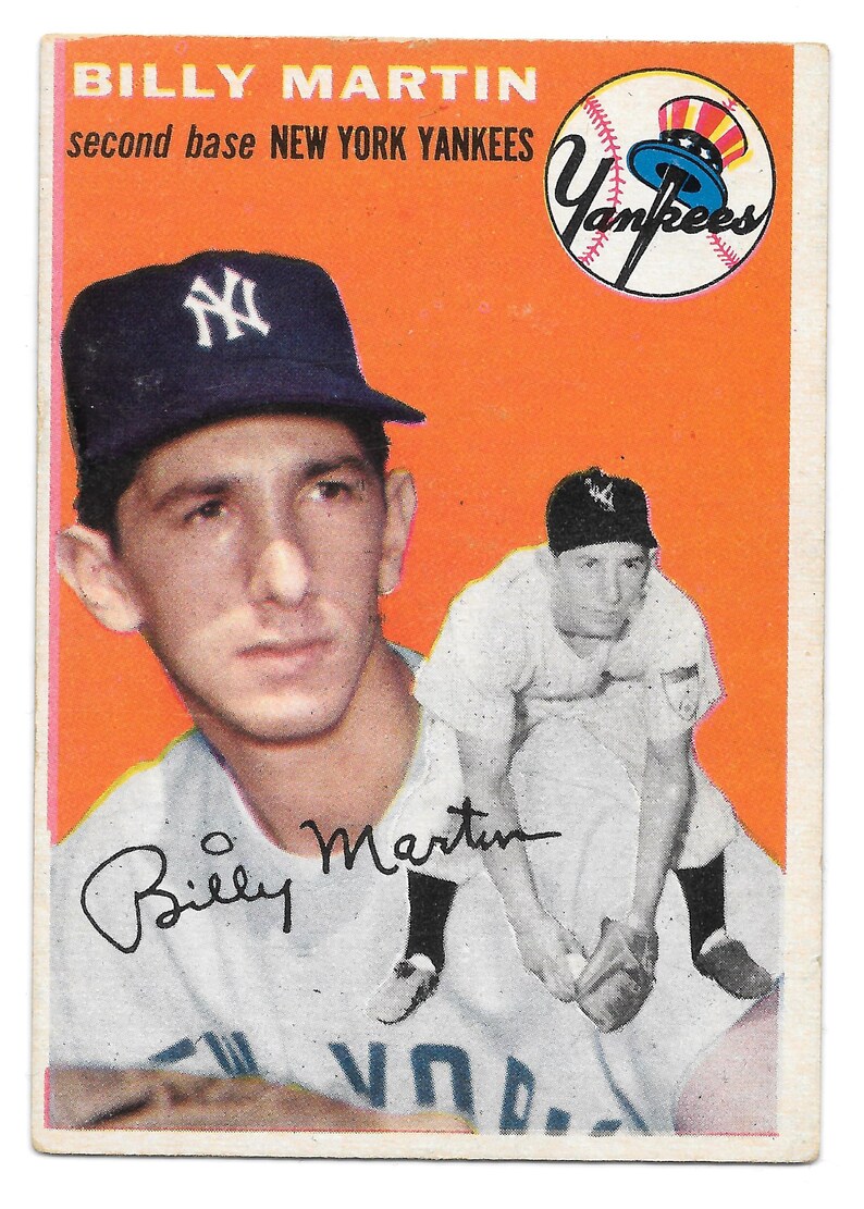Bonus Autographs 1954 Topps NY Yankee Second Baseman Billy Martin Vintage Baseball Card LQQK Best Offers Free Shipping!