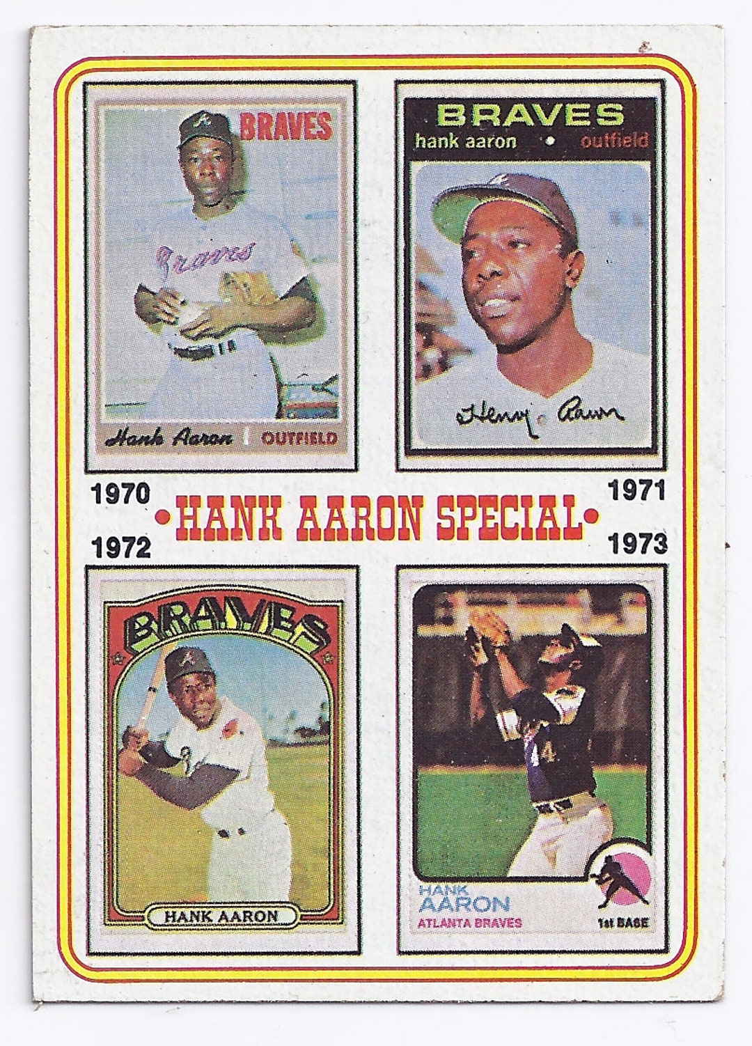 Vintage 1974 Topps Baseball Card 6 Hank Aaron Special With Etsy