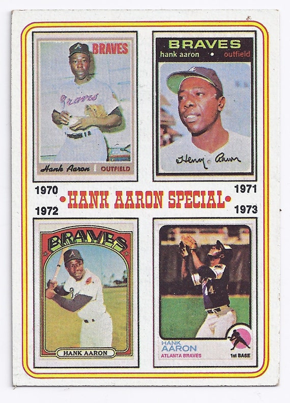Vintage 1974 Topps Baseball Card 6 Hank Aaron Special With -  Israel