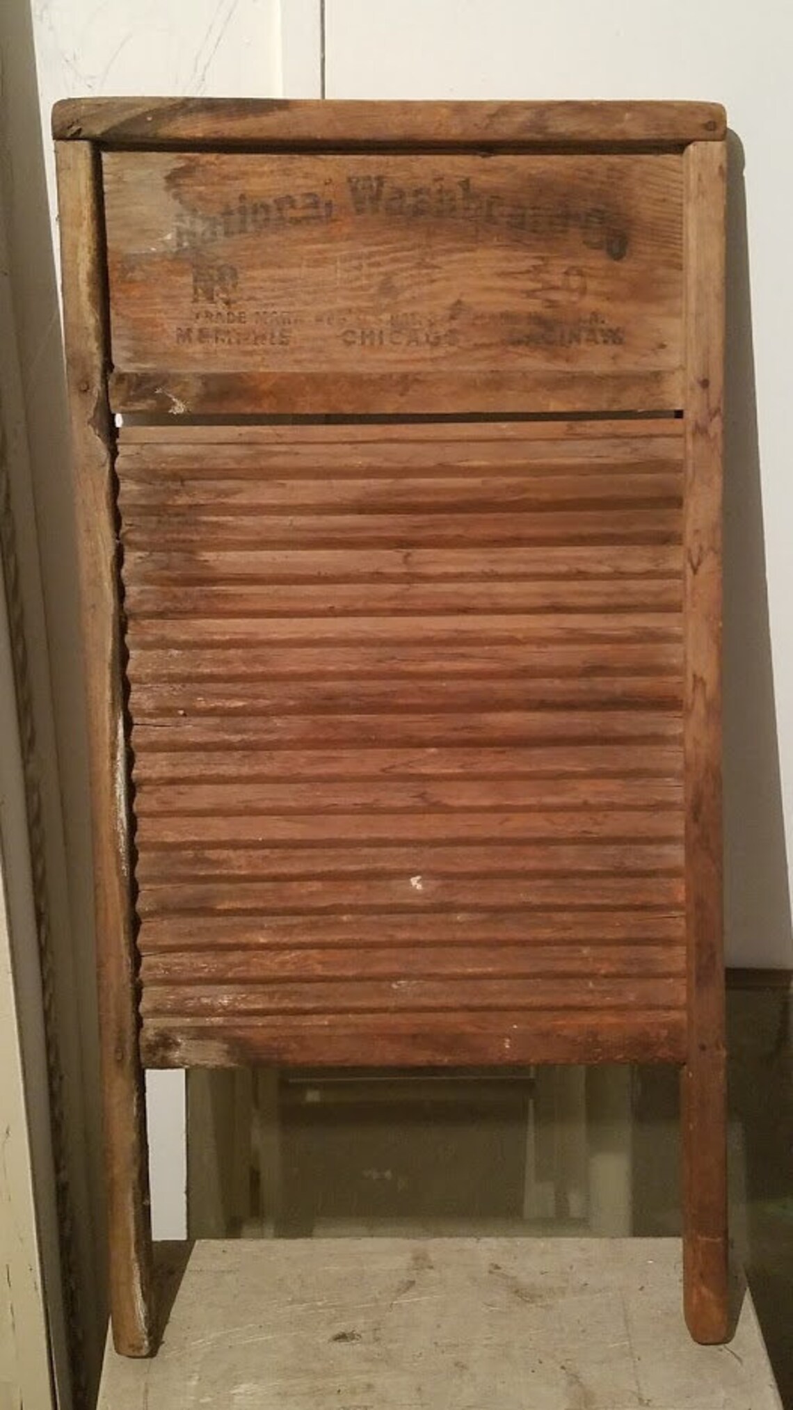 National Washboard Co. 1940's Vintage roma All Wooden Washboard Made in