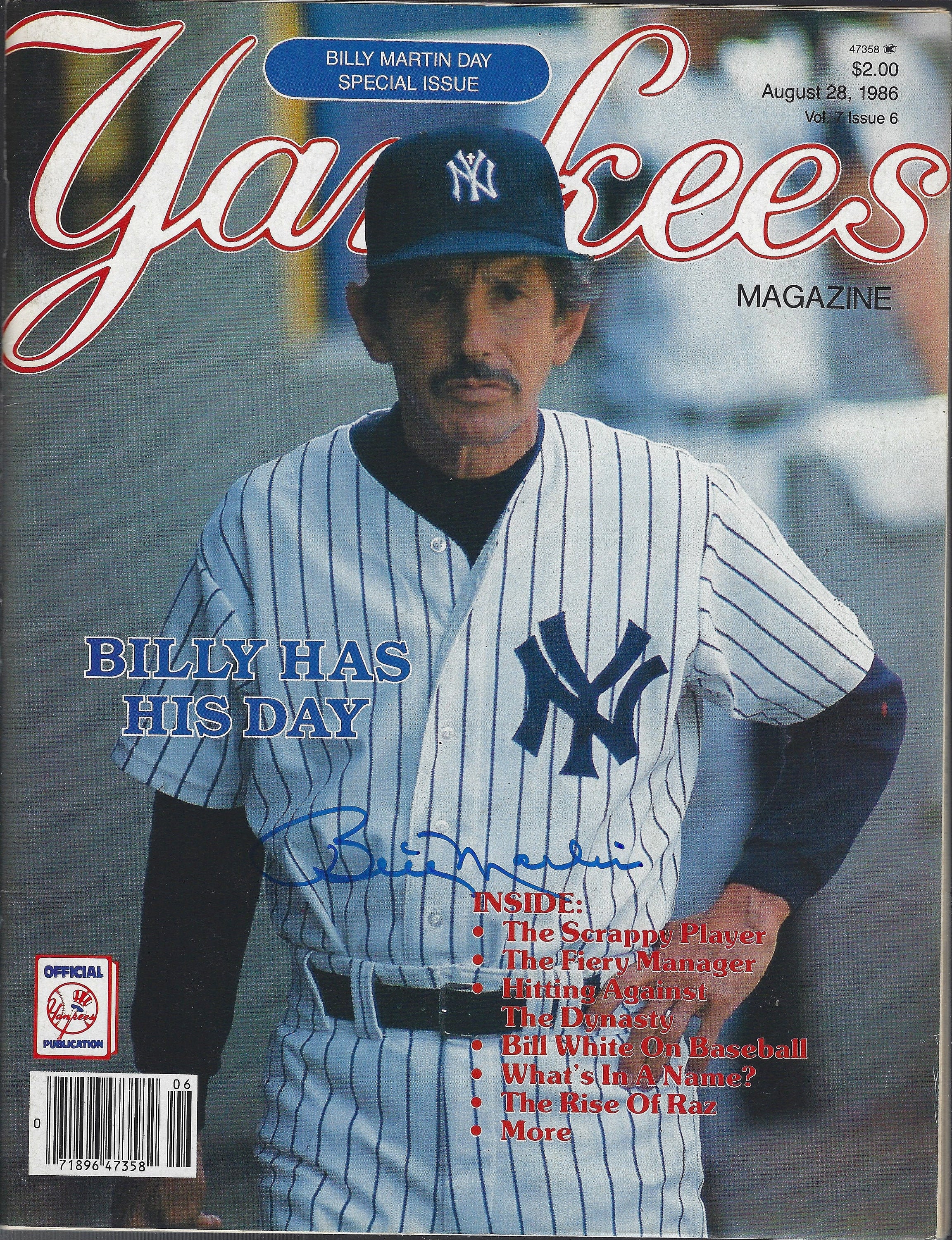 NY Yankees Magazine Billy Martin Day Issue 8-28-86 Signed by 