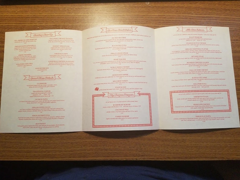 Pete Rose Ballpark Cafe Menu Boca Raton Florida Mint Condition Etsy