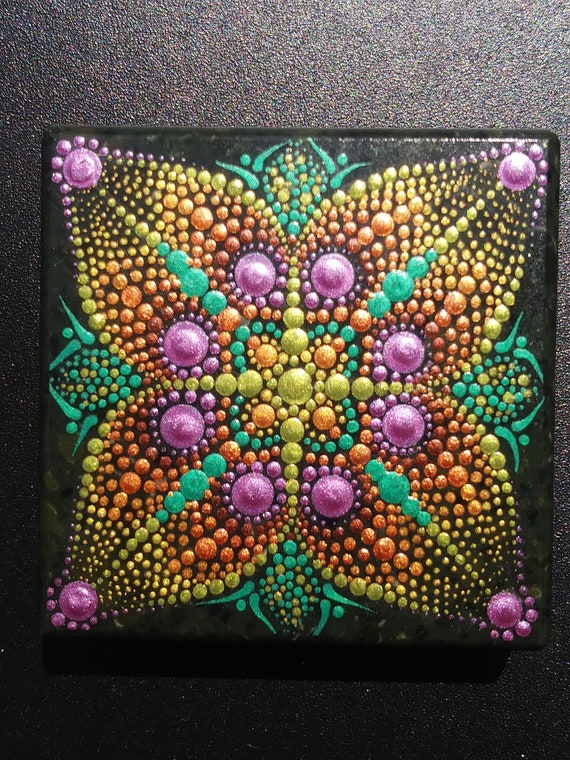 Dot Mandala Painted Granite Countertop Sample Magnet Etsy