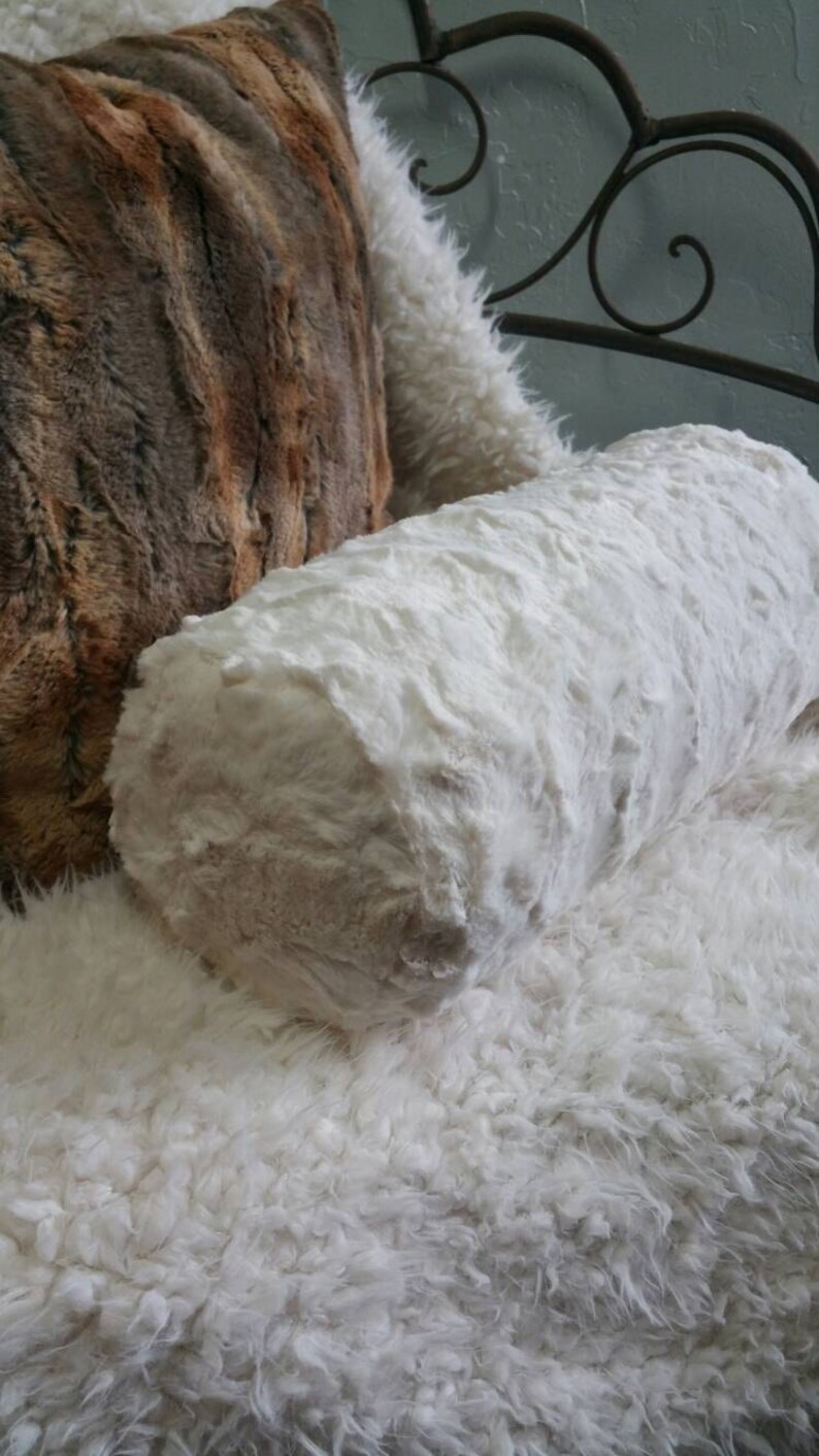 Super Soft Ivory Faux Rabbit Bolster Neck Roll Pillow With or Etsy