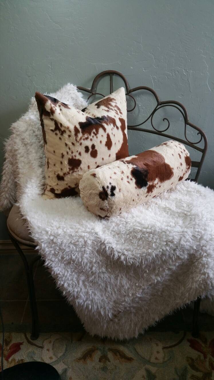 Rustic Western Faux Pony Print Cow Hide Pillow Covers Any Size