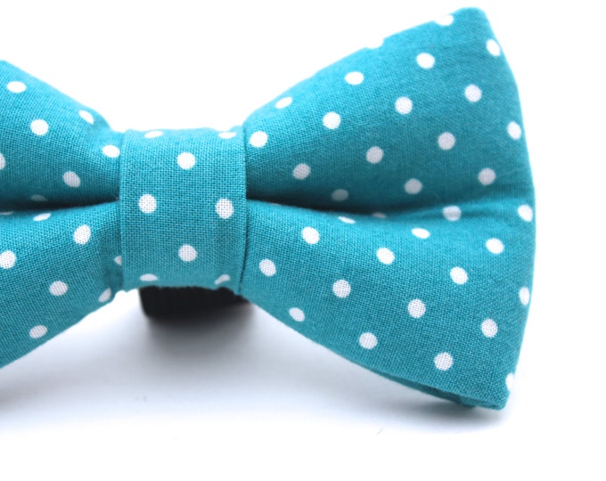 Dog Bow Tie Dark Teal Dog Bow Tie Doggie Bow Tie Polka Dot Etsy