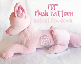 Laying Wolf / Canine PDF Plush Pattern with Embroidery Files