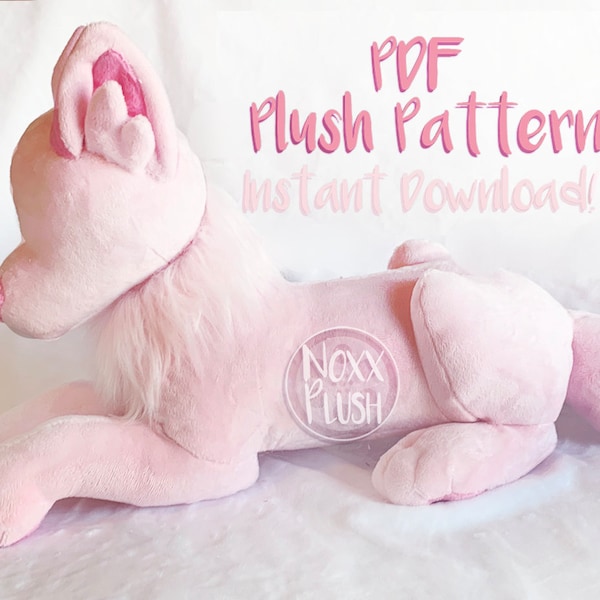 Laying Wolf / Canine PDF Plush Pattern with Embroidery Files