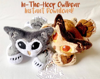 In-The-Hoop Owlbear Pattern, Embroidery Files for 4x4 and 5x7 hoops