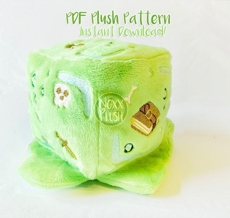 Gelatinous Cube Slime DnD Plush Pattern with Embroidery Files image 1