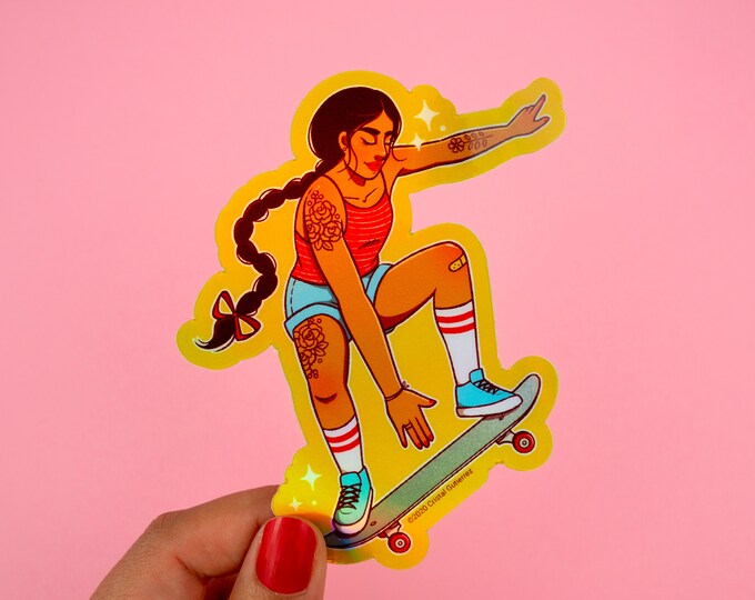 Holographic Skater Sticker - Etsy