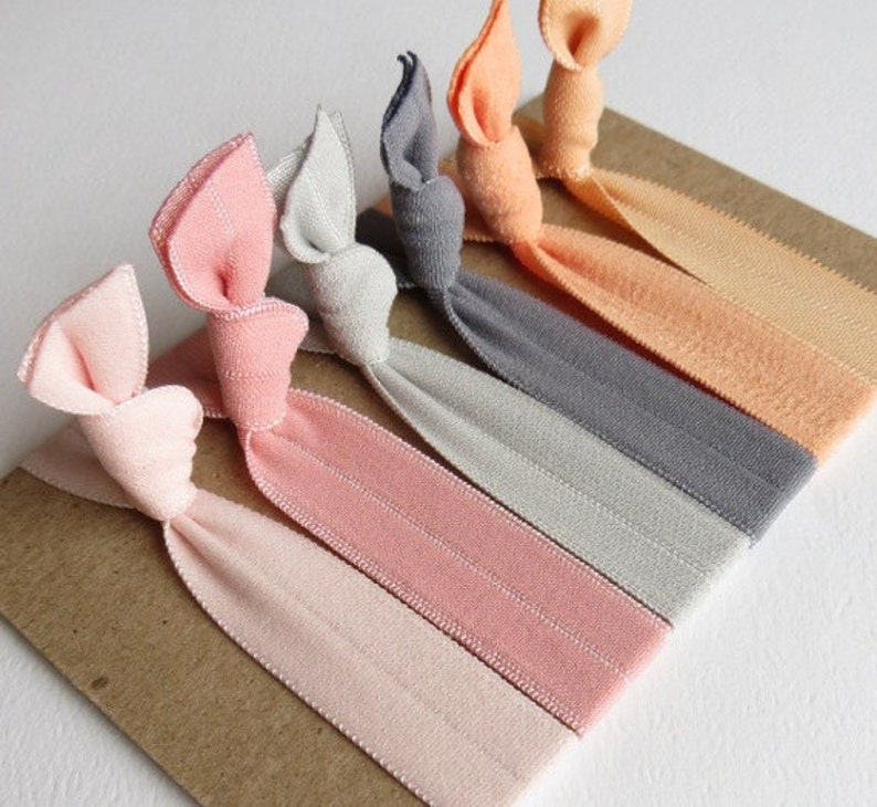 Fold Over Elastic Hair Ties Set French Connection Pink Etsy