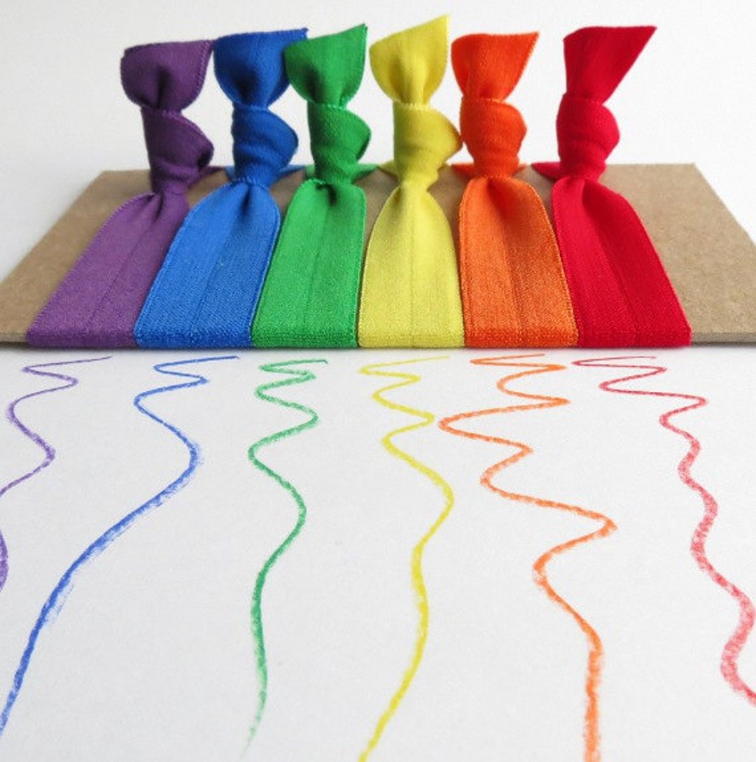 Elastic Ribbon Hair Ties Set Rainbow Connection Etsy